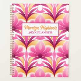 Roze en Gele Retro Bloem Planner