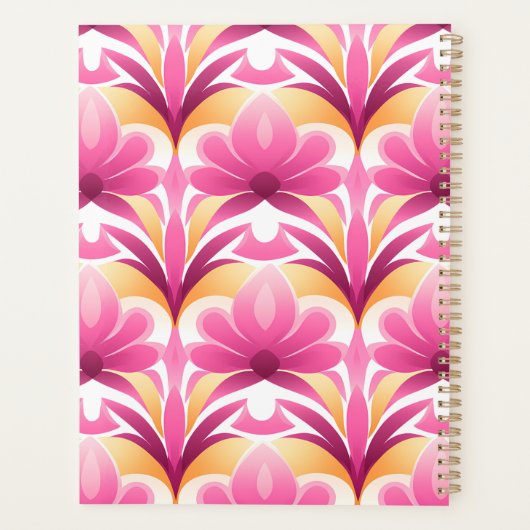 Roze en Gele Retro Bloem Planner (Achterkant)