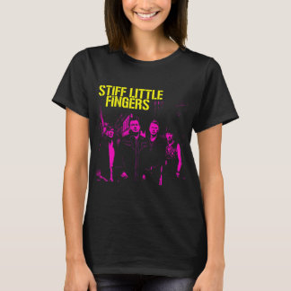 Roze en gele rockmuzikant t-shirt
