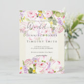 Roze en gele roos boeket aquarel kaart (Staand voorkant)