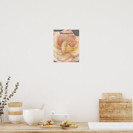 Roze en Gele Roos en Desiderata Gedicht Poster (Keuken)