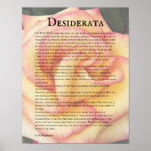 Roze en Gele Roos en Desiderata Gedicht Poster (Voorkant)