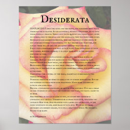 Roze en Gele Roos en Desiderata Gedicht Poster