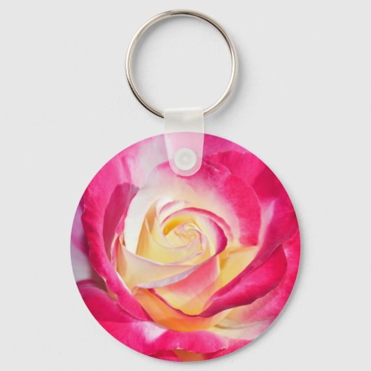 Roze en gele roos sleutelhanger (Voorkant)