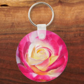 Roze en gele roos sleutelhanger (Voorkant)