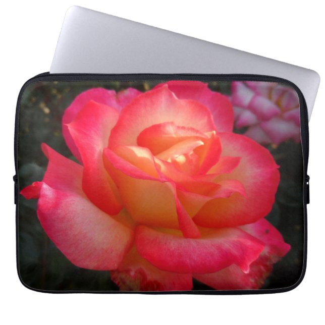 Roze en Gele Rose Laptop Sleeve (Voorkant)