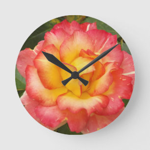 Roze en Gele Rose Ronde Klok