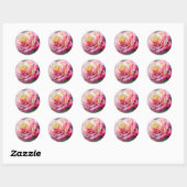 Roze en Gele Rose Ronde Sticker (Vel)
