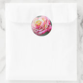 Roze en Gele Rose Ronde Sticker (Tas)