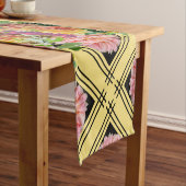 Roze en gele roze Natuur Korte Tafelloper (Voorbeeld)