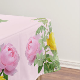Roze en Gele Rozen Bloemig  Tafelkleed