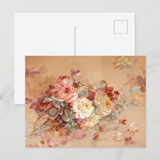 Roze en gele rozen  briefkaart (Voorkant / Achterkant)