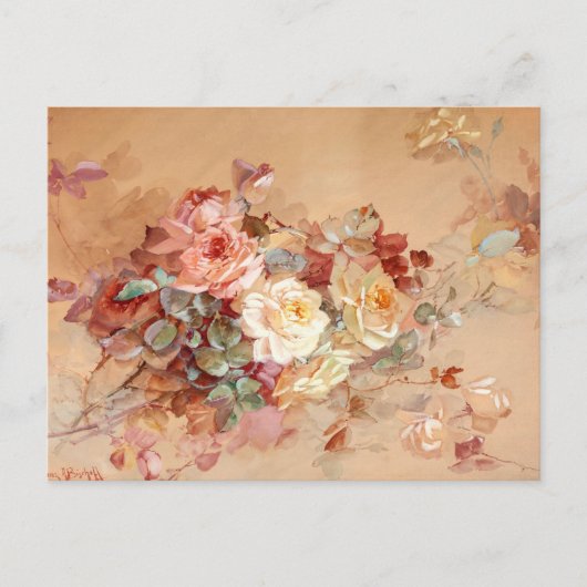 Roze en gele rozen  briefkaart (Voorkant)