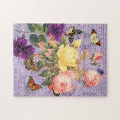roze en gele rozen & butavliezen, V s 2 Legpuzzel (Horizontaal)