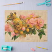  roze en gele rozen Ephemera-ontkoppeling Tissuepapier (Craft)