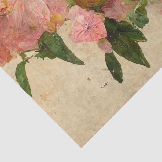  roze en gele rozen Ephemera-ontkoppeling Tissuepapier (Detail)