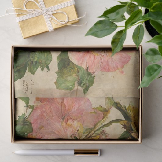  roze en gele rozen Ephemera-ontkoppeling Tissuepapier (Geschenk)