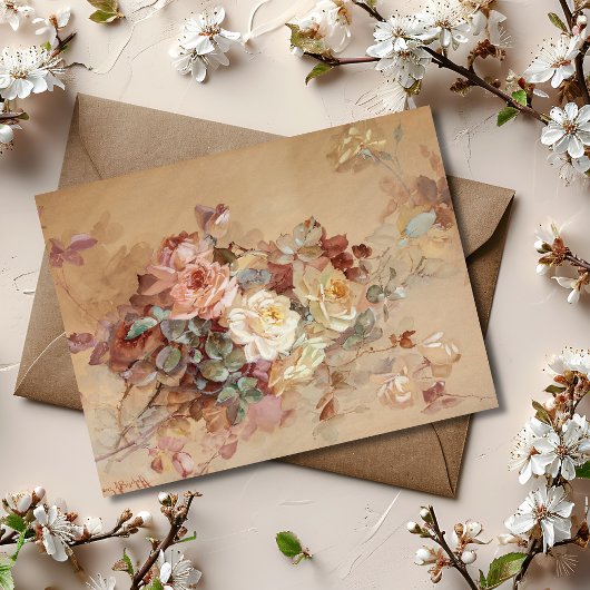 Roze en gele rozen – Franz Bischoff Briefkaart