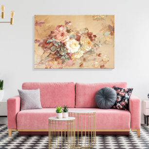 Roze en gele rozen – Franz Bischoff Canvas Afdruk