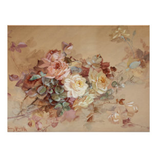 Roze en gele rozen – Franz Bischoff Perfect Poster