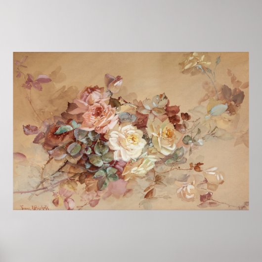 Roze en gele rozen – Franz Bischoff Poster (Voorkant)