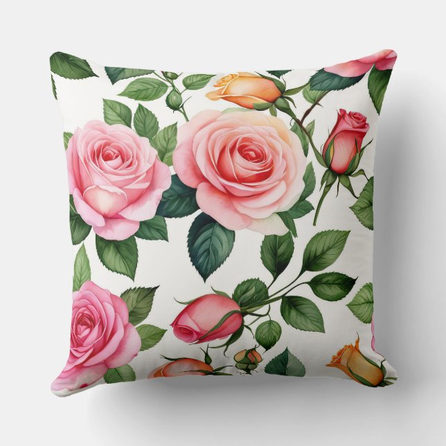 Roze en gele rozen kussen (Achterkant)