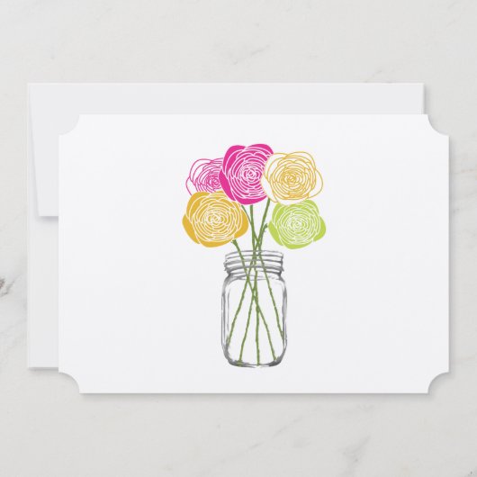 Roze en gele rozen Typografie Moderne bruiloft Kaart (Achterkant)