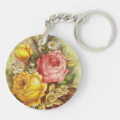  roze en gele rozen Voeg Jouw naam toe Sleutelhanger (Achterkant)