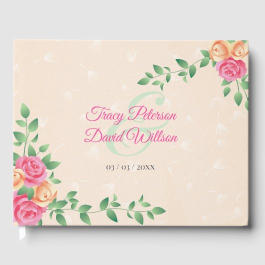 Roze en gele rozen, zwavel gastenboek (Voorkant)