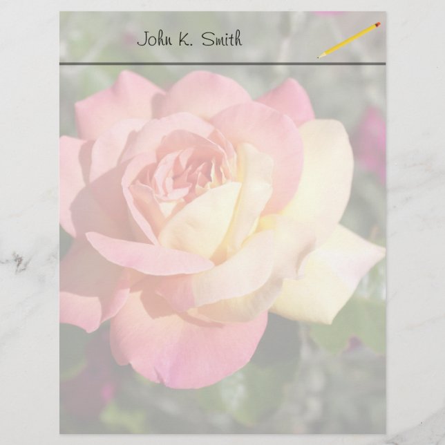  roze en gele rozenbloem, aangepast (Voorkant)