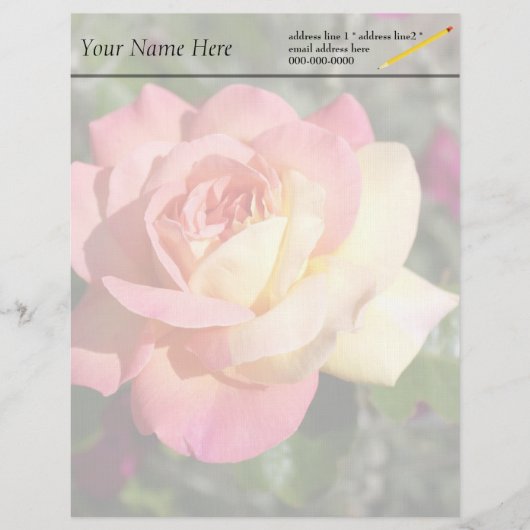 roze en gele rozenbloem, aangepast custom briefhoofd (Voorkant)