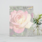 roze en gele rozenbloem, aangepast custom briefhoofd (Staand voorkant)