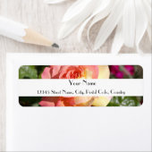  roze en gele rozenbloem, aangepast etiket (Insitu)