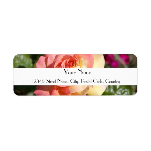 roze en gele rozenbloem, aangepast etiket (Voorkant)