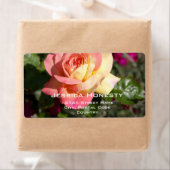  roze en gele rozenbloem, aangepast etiket (Insitu)