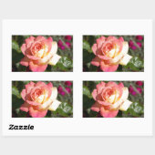  roze en gele rozenbloem. Floral Rechthoekige Sticker (Vel)