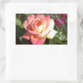  roze en gele rozenbloem. Floral Rechthoekige Sticker (Tas)