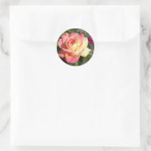  roze en gele rozenbloem. Floral Ronde Sticker (Tas)