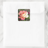  roze en gele rozenbloem. Floral Vierkante Sticker (Tas)