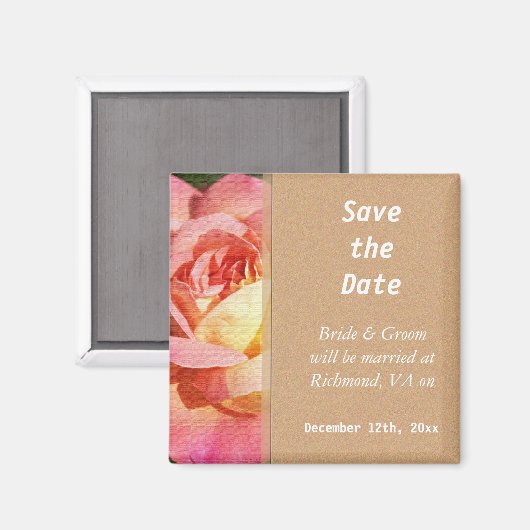  roze en gele rozenbloem met uitzondering van de d magneet (Voorkant / Achterkant)