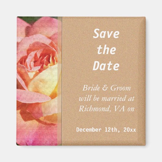  roze en gele rozenbloem met uitzondering van de d magneet (Voorkant)