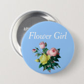  roze en gele rozenbloem ronde button 7,6 cm (Voorkant /achterkant)