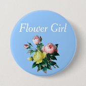  roze en gele rozenbloem ronde button 7,6 cm (Voorkant)