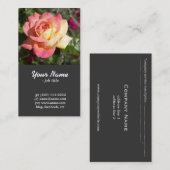  roze en gele rozenbloem visitekaartje (Voorkant / Achterkant)