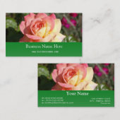 roze en gele rozenbloem visitekaartje (Voorkant / Achterkant)
