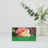 roze en gele rozenbloem visitekaartje (Staand voorkant)