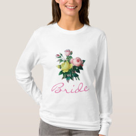  roze en gele rozenbloemen bruiden het shirt. t-shirt