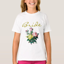  roze en gele rozenbloemen bruiden het shirt. t-shirt