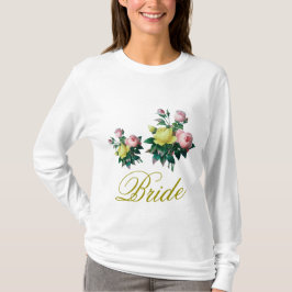 roze en gele rozenbloemen bruiden het shirt. t-shirt