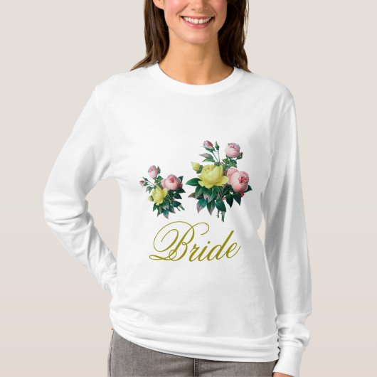  roze en gele rozenbloemen bruiden het shirt. t-shirt (Voorkant)